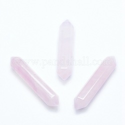 Naturelle quartz rose perles pas de trou, pierres de guérison, baguette magique de thérapie de méditation d'équilibrage d'énergie de reiki, point double terminé, 51~55x10.5~11x9.5~10mm