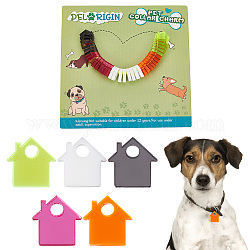 40 Uds 5 colores transparente en blanco acrílico mascota etiqueta de identificación de perro, para dijes de collar de cachorro, casa, color mezclado, 12.5x12.5x3mm, agujero: 3 mm, 8 piezas / color