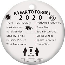 Pendentifs en porcelaine fait à la main, plat rond, thème de la prévention des épidémies, blanc, 75x2mm