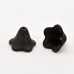 Perlas de acrílico esmerilado, flor, negro, 10x13.5mm, agujero: 1.8 mm, aproximamente 1600 unidades / 500 g