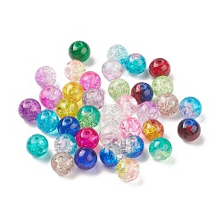 Perles en verre craquelé transparentes, ronde, couleur mixte, 8~8.5x7~7.5mm, Trou: 1.5~1.6mm, 735 pcs / 500 g