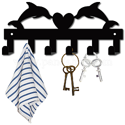 Appendiabiti da parete in ferro, portaoggetti decorativo con 6 ganci, per supporto per appendere la sciarpa chiave dei vestiti della borsa, delfino con cuore, canna di fucile, 12x27cm