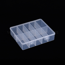 Polypropylene(PP) Bead Storage Container, 10 Compartment Organizer Boxes, with Hinged Lid, Rectangle, Clear, 12.6x10.2x3cm Compartment: 4.8x2.3x2.7cm