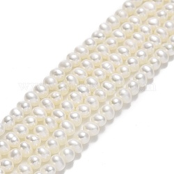 Fili di perle di perle d'acqua dolce coltivate naturali, patata, beige, 3~3.5x4~4.5x3.5~4mm, Foro: 0.5 mm, circa 113~114pcs/filo, 15.35~15.43 pollice (39~39.2 cm)