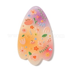 Printed Acrylic Pendants, Flower Petals Charm, Colorful, 42.5x24x2.5mm, Hole: 1.6mm