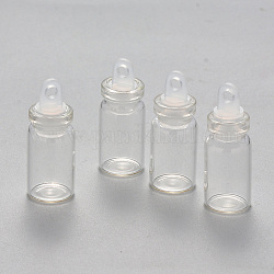 Fiale di vetro, con tappo in plastica, augurando bottiglie, per la conservazione delle perle di semi, chiaro, 28~29x11mm, Foro: 3 mm, capacità: 1.5 ml (0.05 fl. oz)