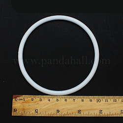 ПП пластиковые обручи, макраме кольцо, для рукоделия и тканой сетки / полотна с перьями, круглые, белые, 100x5.5 мм