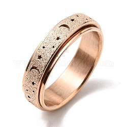 Вращающееся кольцо с луной и звездой из нержавеющей стали, кольцо для снятия стресса с тревожным кольцом spinner fidget band для женщин, розовое золото , размер США 9 (18.9 мм)