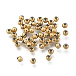 Perles rondes en 304 acier inoxydable avec placage sous vide, or, 4mm, Trou: 1.5mm