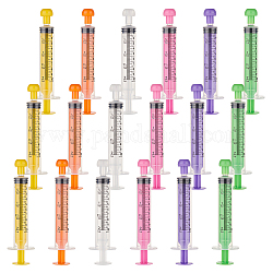 Olycraft 18Pcs 6 Colors Plastic Disposable Measurement Syringe with Cap, for Scientific Labs, Liquid Dispensing, Pet and Party Supplies, Mixed Color, 114x31x20mm, Capacity: 10ml, 3pcs/color