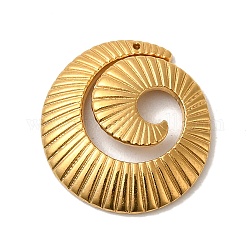 304 Stainless Steel Pendants, Spiral Charm, Golden, 12.5x16.5x2.5mm, Hole: 0.5mm