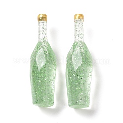 Dummy Bottle Transparent Resin Cabochon, with Glitter Powder, Lawn Green, 41.5x12.5x12.5mm