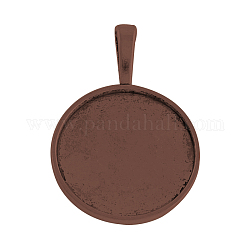 Supports de pendentif de cabochon plat rond de style tibétain en alliage, Sans cadmium & sans nickel & sans plomb, cuivre rouge, Plateau: 25 mm, 39x27x7mm, Trou: 9x4.5mm