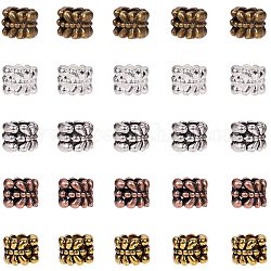 チベット風合金ヨーロピアンビーズ  大穴ビーズ  花を持つ列  ミックスカラー  6.5x7.5mm  穴：4.5mm  200個/箱