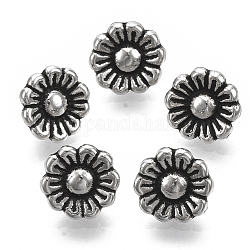 CCB perles en plastique, fleur, argent antique, 12.5x7mm, trou: 1.6 mm, environ 1240 pcs / 500 g