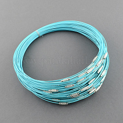 Création de bracelet en fil d'acier bijoux bricolage, avec du laiton fermoir à vis, turquoise pale, 225x1mm