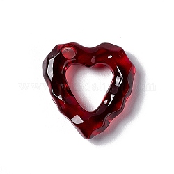 Прозрачные смоляные подвески, большой кулон дыра, очарование водной ряби в виде сердца, темно-красный, 26x24x6.5 мм, отверстие : 4 мм