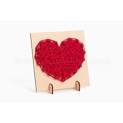 DIY String Art Kit Arts and Crafts for Children, Including Wooden Stencil and Woolen Yarn, Heart Pattern, 16x21x0.3cm