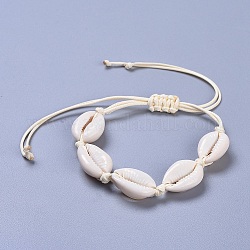 Braccialetti di perline intrecciati conchiglia regolabile, con cavo in poliestere cerato coreano ecologico, colore conchiglia, 14-1/8 pollice (36 cm)