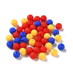 Perles acryliques en silicone imitées de style caoutchouté, ronde, rouge, 8x7.5mm, Trou: 1.6mm, environ 1923 pcs/500 g