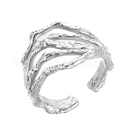 Anillos shegrace de plata de ley con baño de rodio 925 rama, anillos abiertos, martillado, Platino, nosotros tamaño 5, diámetro interior: 16 mm