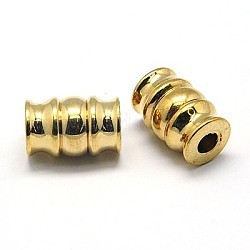 304 Stainless Steel Beads, Grooved Beads, Ion Plating (IP), Column, Golden, 10x15mm, Hole: 4mm