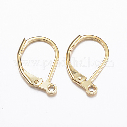 304 Stainless Steel Leverback Earring Findings, with Loop, Real 24K Gold Plated, 15.5x10x1.5mm, Hole: 1.5mm