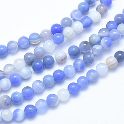 Los abalorios azules calcedonia hebras naturales, teñido, redondo, 6mm, agujero: 1.2 mm, aproximamente 63 pcs / cadena, 14.9 pulgada (38 cm)