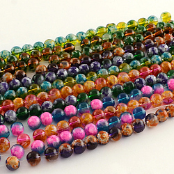 Baking Painted Transparent Glass Bead Strands, Round, Mixed Color, 10mm, Hole: 1mm, about 82pcs/strand, 30.5 inch