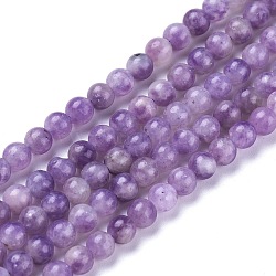 Натуральный лепидолит / пурпурный слюдяный камень бисер пряди, круглые, 6.5 мм, отверстие : 1 мм, около 60 шт / нитка, 15.28 дюйм (38.8 см)