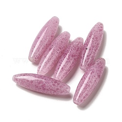 Perles au chalumeau normales, ovale avec des taches, perle rose, 41~42x12mm, Trou: 2mm