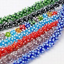 Fatti a mano perle di vetro irregolari fili, tondo, colore misto, 12~14mm, Foro: 1 mm, circa 14pcs/filo, 11 pollice