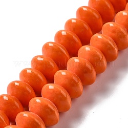 Перламутровые бусы ручной работы фарфора, плоско-круглые, оранжевые, 12x7 мм, отверстие : 1.6 мм, около 45 шт / нитка, 12.40'' (31.5 см)