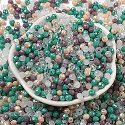 Perles en verre, facette, rondelle, chardon, 4x3mm, Trou: 0.4mm, environ 6800 pcs/500 g
