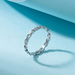 925 anillo de dedo de plata de primera ley con baño de rodio, anillo infinito para mujer, anillo hueco, con sello s925, Platino real plateado, 2.7mm, nosotros tamaño 6 (16.5 mm)