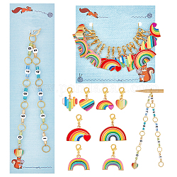 Kit di controcatenelle e segnapunti per maglieria, con pendente smaltato in lega arcobaleno e cuore e perline acriliche, colore misto, 2.5~31.4cm, 17 pc / set