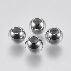 Perles en 201 acier inoxydable, avec caoutchouc à l'intérieur, perles de curseur, perles de bouchage, rondelle, couleur inoxydable, 6x5mm, Trou: 1.5mm