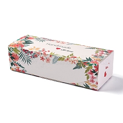Handgemachte bedruckte Geschenkbox, Rechteck mit Blumenmuster, weiß, 7-1/2x2-3/4x2 Zoll (19.1x7x5 cm)