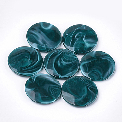 Акриловые бусины, Стиль имитация драгоценных камней, плоско-круглые, зелено-синие, 32x6 мм, отверстие : 1.6 мм, Около 140 шт / 500 г