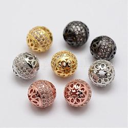 Messing Mikro ebnen Zirkonia Perlen, Runde, Bleifrei & Nickel frei, Mischfarbe, 9.8 mm, Bohrung: 2 mm