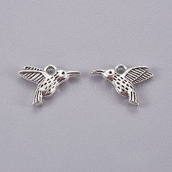 Tibetan Style Alloy Hummingbird Charms Pendants, Cadmium Free & Lead Free, Antique Silver, 12x17x3mm, Hole: 2mm