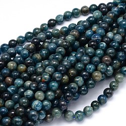 Rondes apatite naturelle perles brins, 6mm, Trou: 1mm, Environ 65 pcs/chapelet, 15.3 pouce