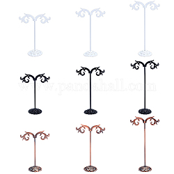 Fingerinspire Solid Iron Plating Earring Display Stand Sets, Mixed Color, 1-3/8x2-3/4x3-3/4 inch(3.5x7.1x9.6cm), 3pcs/set, 3 colors, 1set/color, 3sets