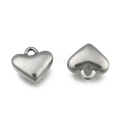 201 Stainless Steel Pendants, Puffed Heart Charms, Stainless Steel Color, 12x11x5mm, Hole: 2mm