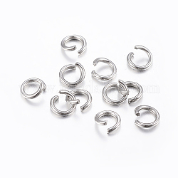 304 in acciaio inox anelli di salto aperto, colore acciaio inossidabile, 4x0.8mm, 20 gauge, circa 2775pcs/100g
