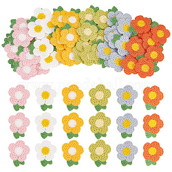 Applique di fiori all'uncinetto 60 pz 6 colori, patch di stoffa per ricamo computerizzato, accessori costume, decorazione artigianale di cucito, colore misto, 47x40x2.5mm, 10 pz / colore