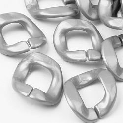 Opake Acryl Verknüpfung Ringe, Quick-Link-Anschlüsse, für Schmuck Bordsteinketten machen, Twist, Grau, 40x33x10 mm, Innendurchmesser: 22.5x18 mm, ca. 146 Stk. / 500 g