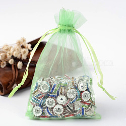 Sacs-cadeaux en organza avec cordon de serrage, pochettes à bijoux, fête de mariage cadeaux de noël sacs-cadeaux, vert clair, 7x5 cm