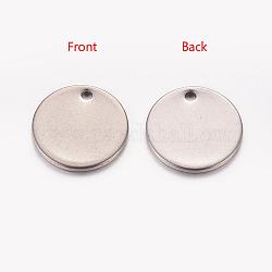 304 Stainless Steel Stamping Blank Tag Pendants, Flat Round, 13x0.8~1mm, Hole: 1.4mm