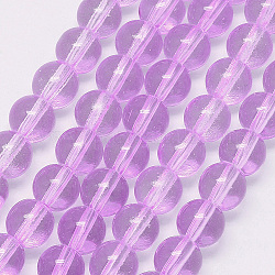 Chapelets de perles en verre, transparent , teints et chauffée, ronde, moyen orchidée, 8x7.5mm, Trou: 1mm, Environ 48 pcs/chapelet, 14.7 pouce (37.5 cm)